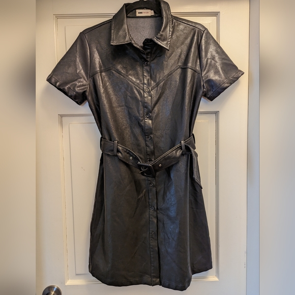 Black vegan Leather Dress NWOT - M - Picture 1 of 6